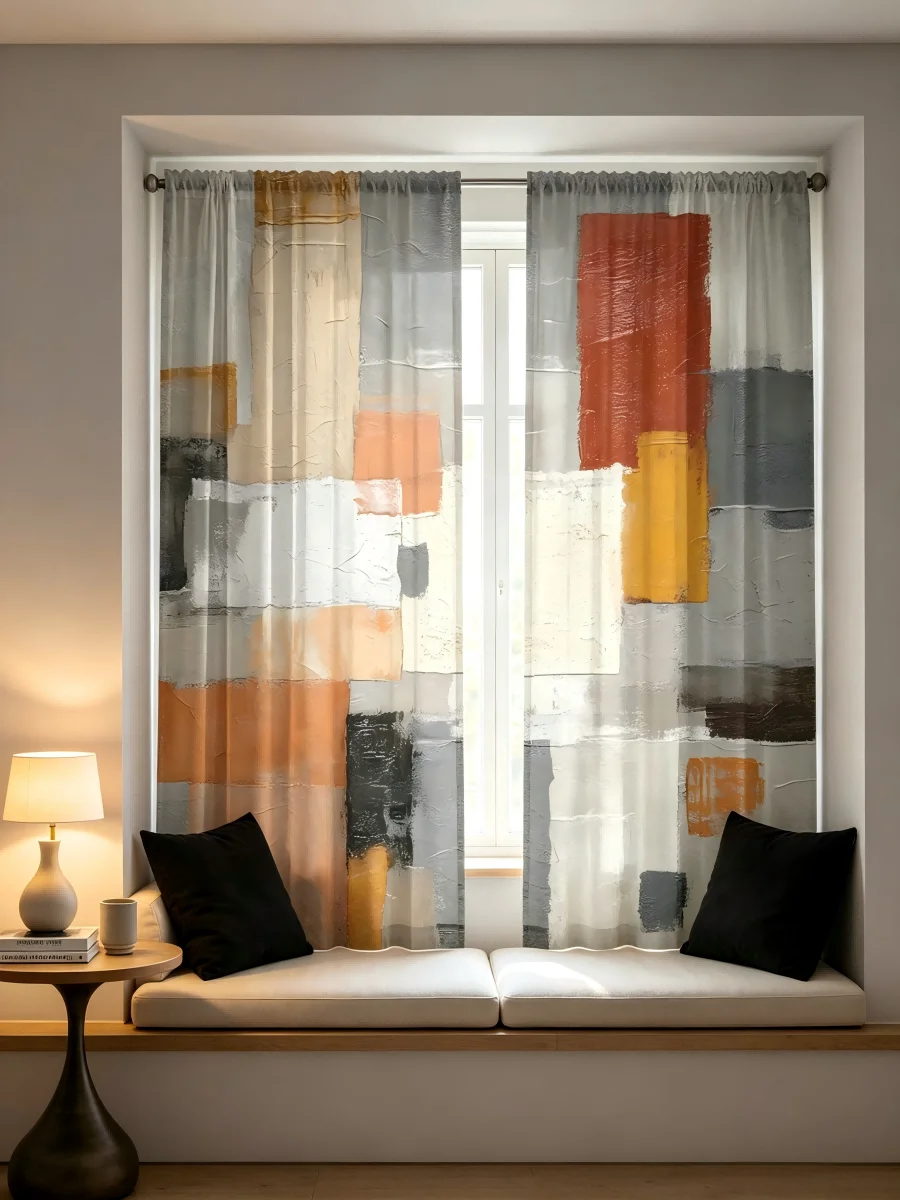Curtain Sheer Voile - 2 шт. Цифровые прозрачные шторы с