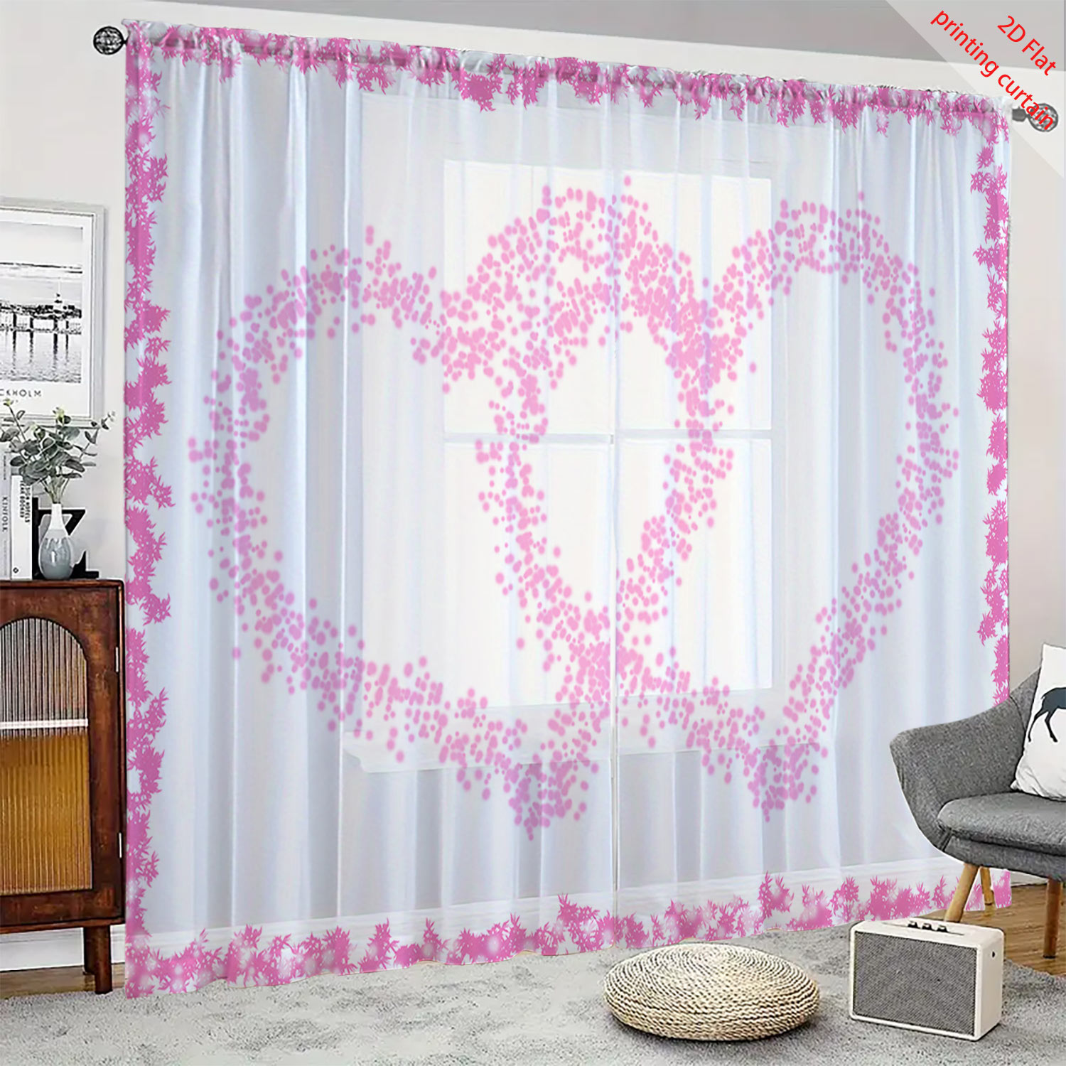 Curtain Sheer Voile - Прозрачная тюлевая занавеска с принтом в