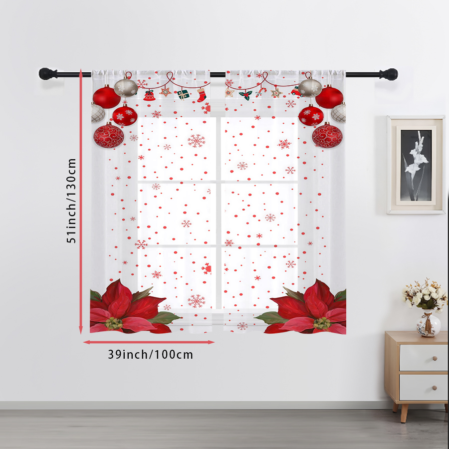 Curtain Sheer Voile - 2 шт. прозрачных штор с рождественским