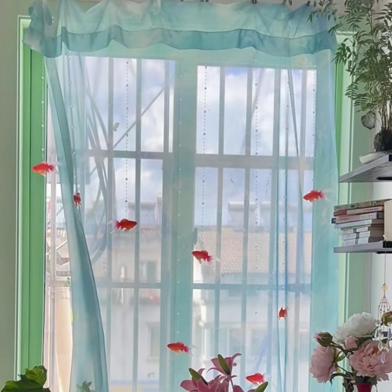 Curtain Sheer Voile - Светло-голубая однотонная прозрачная вуаль для окон,