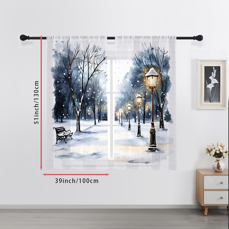 Curtain Sheer Voile - 2 шт. прозрачных штор с акварельным