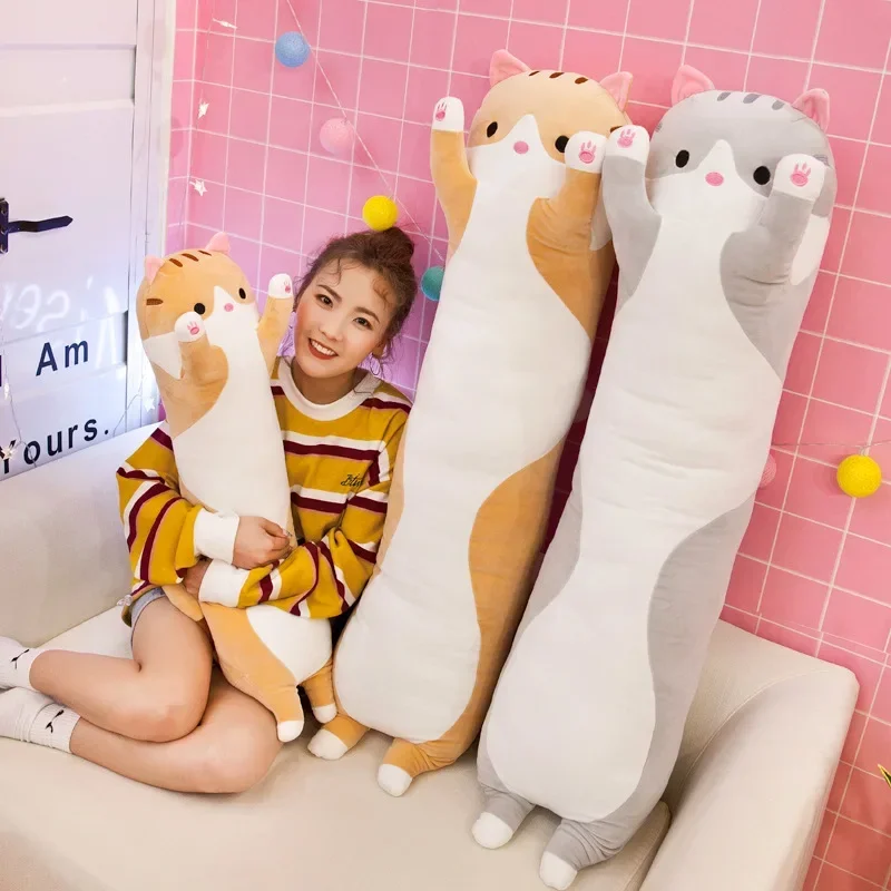 Милая плюшевая игрушка-кошка 5 – обзор и цена Bolster Pillow Long