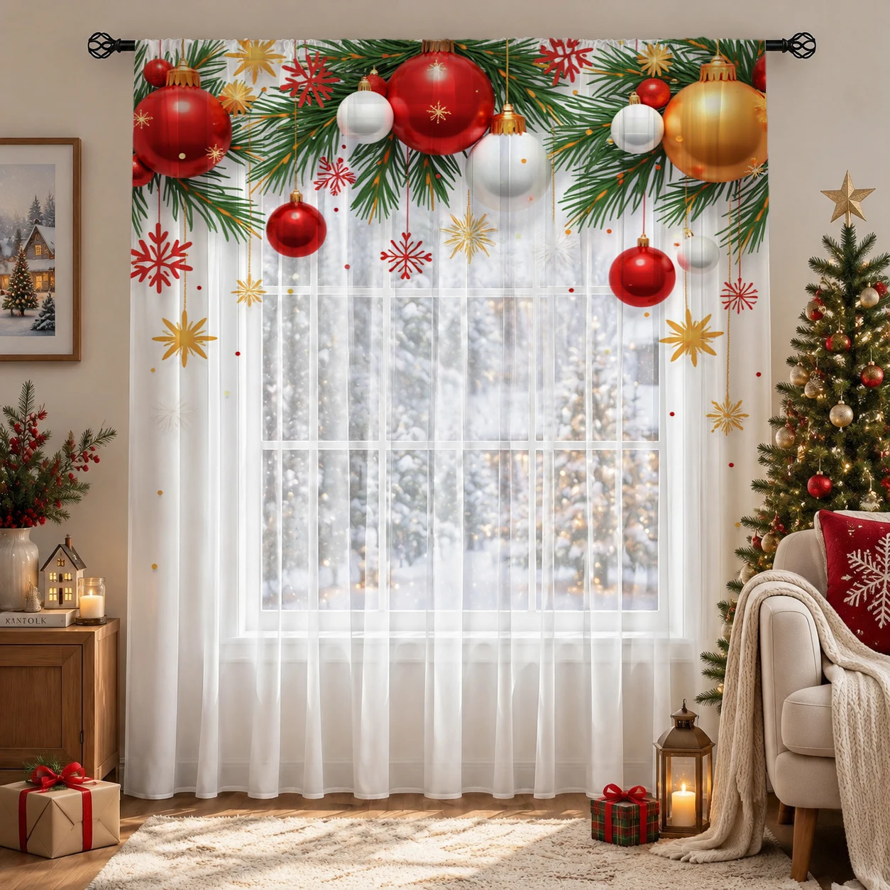 Новогодняя градиентная полупро – обзор и цена Curtain Sheer Voile