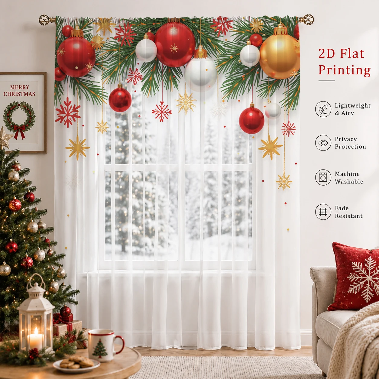 Новогодняя градиентная полупро – обзор и цена Curtain Sheer Voile