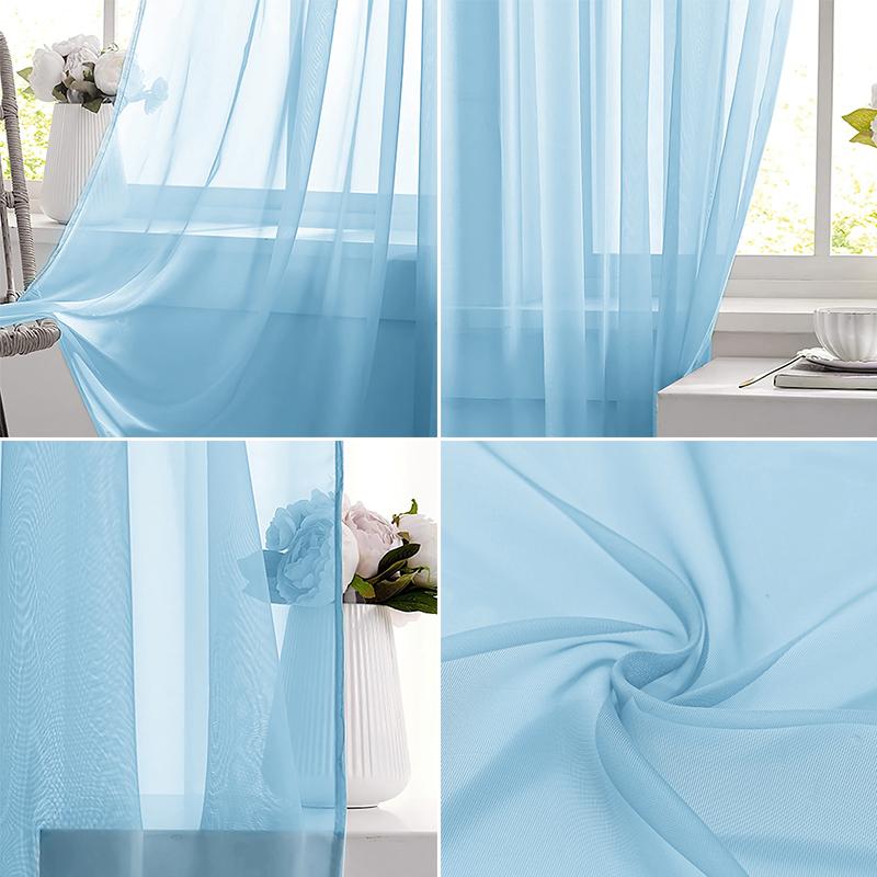 Светло-голубая однотонная проз – обзор и цена Curtain Sheer Voile